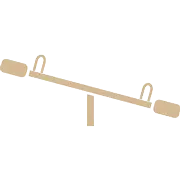 Altalena a bilico stilizzata in colore beige su sfondo trasparente.